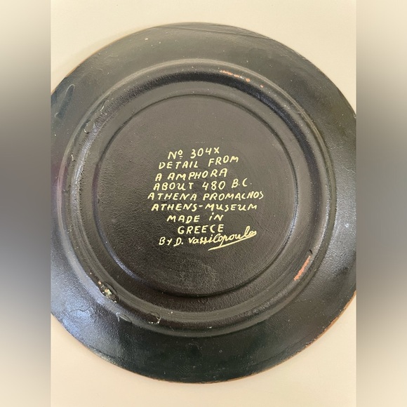 Vintage Black Miniature Greek Mythology Ceramic Collectible Plate Made in Greece - Picture 7 of 14